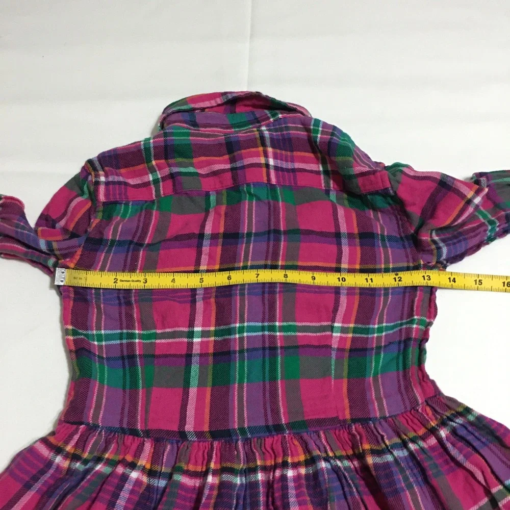 Polo Ralph Lauren Plaid Dress Kids 10 Pink Long Sleeve Button Front